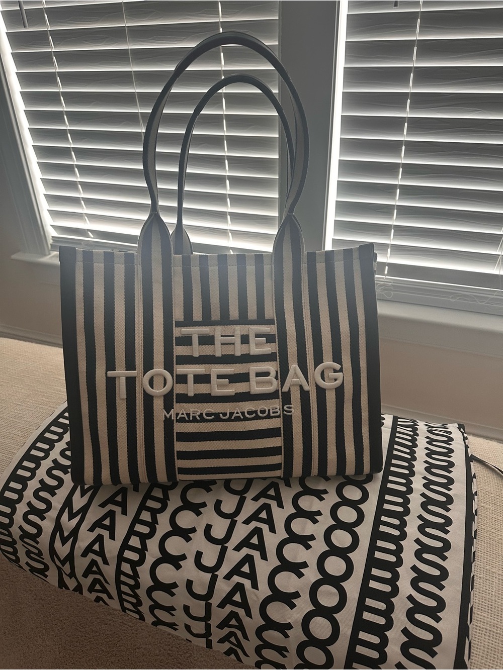 Marc Jacobs navy blueand cream Striped Tote